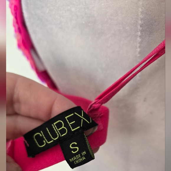 Dolls Kill - Club Exx - Hot Pink Pixie Playroom Sequin Bra - Picture 4 of 5